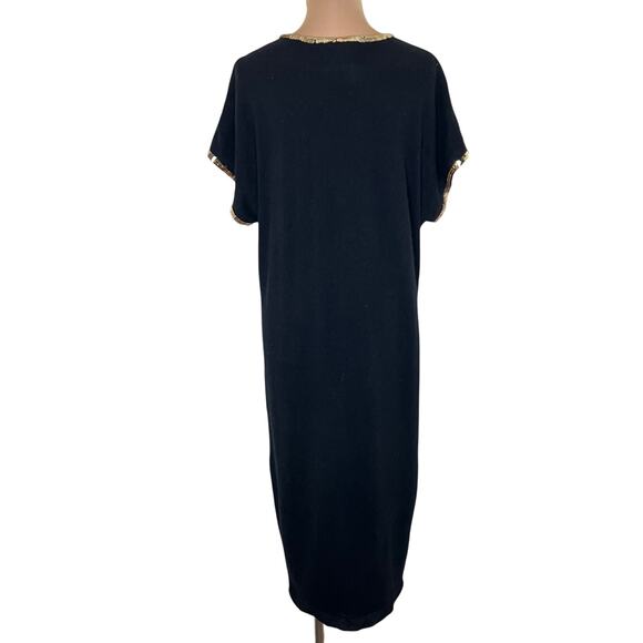 Vintage Outlander Midi Wool Blend Dress 3X Womens Black Sequin Angora Knit 90s - Picture 3 of 8